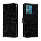 For Motorola Edge 40 Neo Sun Mandala Embossing Pattern Phone Leather Case(Black) - 1