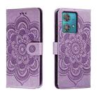 For Motorola Edge 40 Neo Sun Mandala Embossing Pattern Phone Leather Case(Purple) - 1