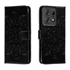 For Motorola Edge 50 Pro Sun Mandala Embossing Pattern Phone Leather Case(Black) - 1