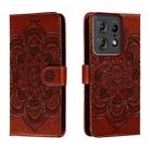 For Motorola Edge 50 Pro Sun Mandala Embossing Pattern Phone Leather Case(Brown) - 1