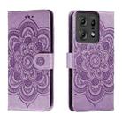 For Motorola Edge 50 Pro Sun Mandala Embossing Pattern Phone Leather Case(Purple) - 1