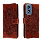 For Motorola Moto G Play 2024 Sun Mandala Embossing Pattern Phone Leather Case(Brown) - 1