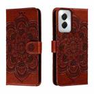 For Motorola Moto G Power 5G 2024 Sun Mandala Embossing Pattern Phone Leather Case(Brown) - 1