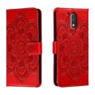 For Motorola Moto G4 Sun Mandala Embossing Pattern Phone Leather Case(Red) - 1