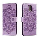 For Motorola Moto G4 Sun Mandala Embossing Pattern Phone Leather Case(Purple) - 1