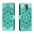 For Motorola Moto G4 Sun Mandala Embossing Pattern Phone Leather Case(Green) - 1