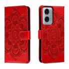 For Motorola Moto G24 Power Sun Mandala Embossing Pattern Phone Leather Case(Red) - 1