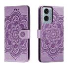 For Motorola Moto G24 Power Sun Mandala Embossing Pattern Phone Leather Case(Purple) - 1