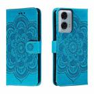 For Motorola Moto G24 Power Sun Mandala Embossing Pattern Phone Leather Case(Blue) - 1
