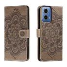 For Motorola Moto G34 Sun Mandala Embossing Pattern Phone Leather Case(Grey) - 1