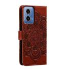 For Motorola Moto G34 Sun Mandala Embossing Pattern Phone Leather Case(Brown) - 3