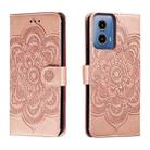 For Motorola Moto G34 Sun Mandala Embossing Pattern Phone Leather Case(Rose Gold) - 1