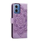 For Motorola Moto G34 Sun Mandala Embossing Pattern Phone Leather Case(Purple) - 3