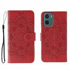 For Motorola Moto G05 Sun Mandala Embossing Pattern Phone Leather Case(Red) - 1