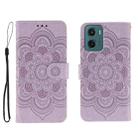 For Motorola Moto G05 Sun Mandala Embossing Pattern Phone Leather Case(Purple) - 1
