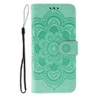 For Motorola Moto G15 Sun Mandala Embossing Pattern Phone Leather Case(Green) - 2