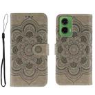 For Motorola Moto G35 Sun Mandala Embossing Pattern Phone Leather Case(Grey) - 1