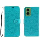 For Motorola Moto G35 Sun Mandala Embossing Pattern Phone Leather Case(Blue) - 1