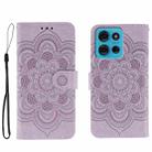 For Motorola Moto G75 Sun Mandala Embossing Pattern Phone Leather Case(Purple) - 1