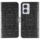 For Motorola Edge 50 Fusion Sun Mandala Embossing Pattern Phone Leather Case(Black) - 1