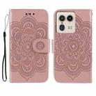 For Motorola Edge 50 Ultra Sun Mandala Embossing Pattern Phone Leather Case(Rose Gold) - 1