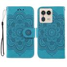For Motorola Edge 50 Ultra Sun Mandala Embossing Pattern Phone Leather Case(Blue) - 1