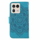 For Motorola Edge 50 Ultra Sun Mandala Embossing Pattern Phone Leather Case(Blue) - 3