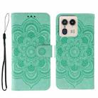 For Motorola Edge 50 Ultra Sun Mandala Embossing Pattern Phone Leather Case(Green) - 1