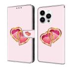 For iPhone 15 Pro Crystal Painted Leather Phone case(Love Peach) - 1