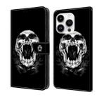 For iPhone 15 Pro Crystal Painted Leather Phone case(Skull) - 1