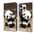 For iPhone 15 Pro Crystal Painted Leather Phone case(Panda) - 1