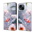 For iPhone 15 Crystal Painted Leather Phone case(Koi) - 1