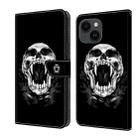 For iPhone 15 Crystal Painted Leather Phone case(Skull) - 1