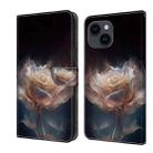 For iPhone 15 Crystal Painted Leather Phone case(Peony) - 1