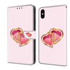 For iPhone XS Max Crystal Painted Leather Phone case(Love Peach) - 1