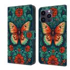 For iPhone 14 Pro Max Crystal Painted Leather Phone case(Flower Butterfly) - 1