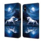 For iPhone X / XS Crystal Painted Leather Phone case(White Horse) - 1