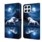 For Honor X8 4G Crystal Painted Leather Phone case(White Horse) - 1