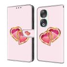 For Honor 90 Crystal Painted Leather Phone case(Love Peach) - 1