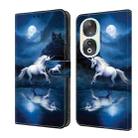 For Honor 90 Crystal Painted Leather Phone case(White Horse) - 1