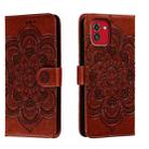 ForSamsung  Galaxy A03 Sun Mandala Embossing Pattern Phone Leather Case(Brown) - 1