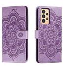 For Samsung Galaxy A13 Sun Mandala Embossing Pattern Phone Leather Case(Purple) - 1