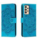 For Samsung Galaxy A13 Sun Mandala Embossing Pattern Phone Leather Case(Blue) - 1