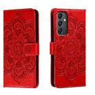For Samsung Galaxy A24 4G Sun Mandala Embossing Pattern Phone Leather Case(Red) - 1