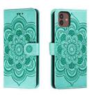 For Samsung Galaxy M13 5G Sun Mandala Embossing Pattern Phone Leather Case(Green) - 1
