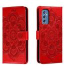 For Samsung Galaxy M52 5G Sun Mandala Embossing Pattern Phone Leather Case(Red) - 1