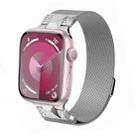 For Apple Watch 42mm Mecha Style Milanese Metal Watch Band(Titanium Silver) - 1