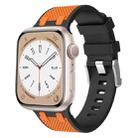 For Apple Watch Series 8 45mm Oak Silicone Watch Band(Black Orange) - 1
