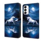 For Samsung Galaxy A14 5G Crystal Painted Leather Phone case(White Horse) - 1