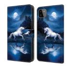 For Samsung Galaxy A22 5G Crystal Painted Leather Phone case(White Horse) - 1